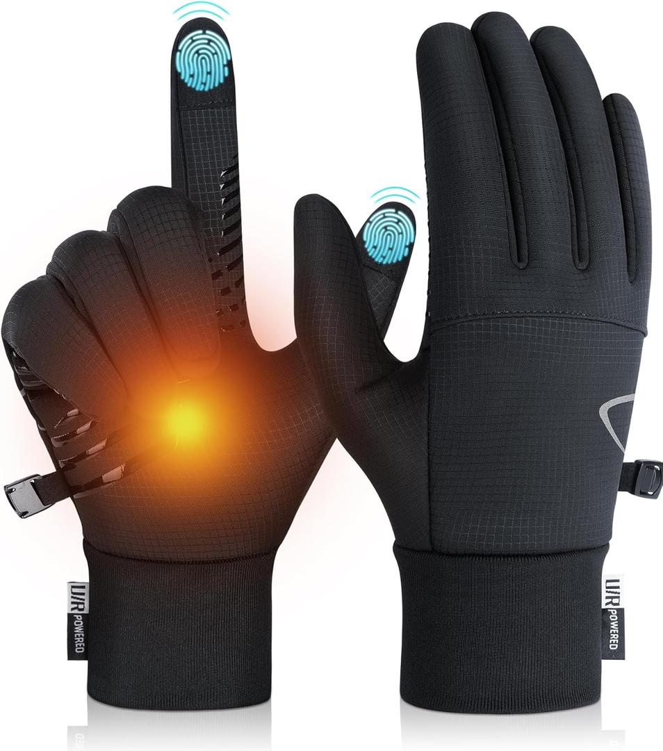 Benirap Winter Gloves for Men Women, Warm Touchscreen Winter Gloves Windproof Non-Slip for Cold Weather Running Cycling Black (Medium)