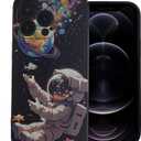Compatible with iPhone 14promax case Anti Scratch Shockproof Soft Astronaut Pattern Design iPhone 14promax Silicone case Suitable for Boys and Girls Teenagers Men and Women 6.7 inches (Black3)