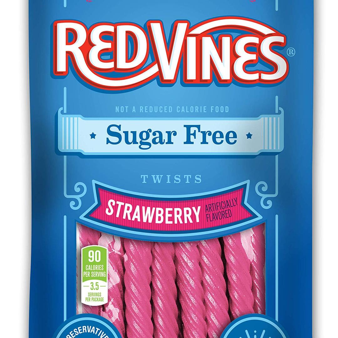 Red Vines Sugar Free Licorice, Strawberry Flavor, Soft & Chewy Candy Twists, 5oz Bags (12 Pack) (EXP 10/31/27)