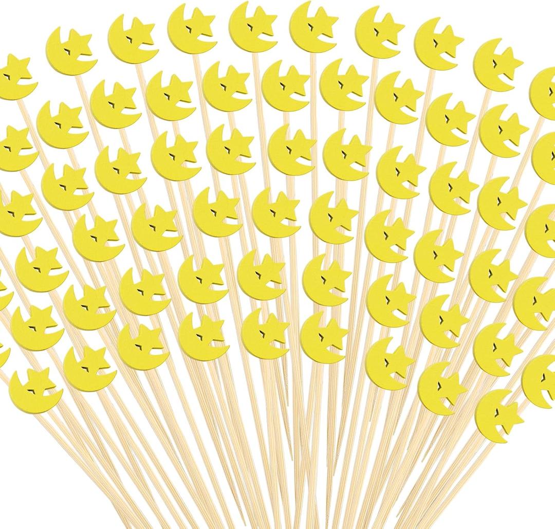 200 Pcs 4.7 Inch Holiday Festival Toothpicks for Appetizers,Eid Mubarak Cocktail Picks