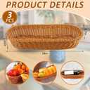 3 Pcs Bread Baskets for Serving 14 x 5.7 x 3 Inch Plastic Oval Basket Long Woven Baskets for Gifts Food Fruit Serving Basket Empty for Home Harvest Season Storage Kitchen Restaurant Display Favor