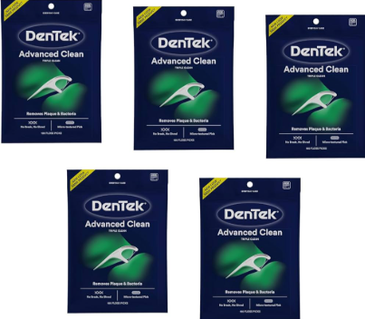 DenTek Triple Clean Advanced Floss Picks, No Break & No Shred Floss, Count. (Pack of 4)
