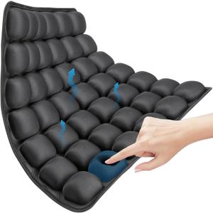 Sonduror Travel Cushion; 3D Inflatable Airplane Seat Cushion for Office Chair, Wheelchair, Car Seat Pad, Non-Slip Comfort Air Cushions; Pain Pressure Relief /Long Sitting/Long Flights/Work Use(Black)