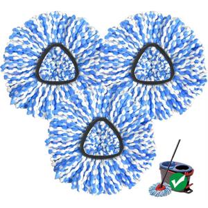 Spin Mop Replacement Head, 3 Pack Mop Heads Replacements Compatible for OCedar Rinseclean 2-Tank System, Deep Cleaning, Microfiber & Machine Washable