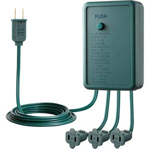 3 Channel Chase Controller with Push Button, Christmas Light Controller with 16 Dazzling Functions, Memory Function, Weatherproof, for Indoor Outdoor Holiday Lighting Displays (3 Channel)