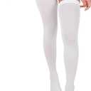 Anti Embolism Compression Stockings, Thigh High Unisex Ted Hose Socks 15-20 mmHg Moderate Level (White, XL)