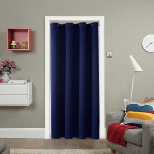 ChrisDowa Blackout Door Curtains for Doorway Privacy, Grommet Closet Curtains for Bedroom Closet Door, Thermal Insulated Doorway Cover Room Divider Drapes (1 Panel, Navy Blue, 34 x 80 Inch)