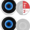 Pyle 8 In-Wall / In-Ceiling Speakers, 250W Peak, Hi-Fi Stereo Sound, Pivoting Adjustable Coaxial Silk Dome Tweeter, Poly Cone Woofer, Stain Resistant Grill, For Home Theater, Custom Installs- Pair
