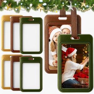 12 Pcs Christmas Picture Frame Ornaments for Tree Samll Hanging Photo Frame Ornaments 2.76 x 4.33 Inch Brown Green Beige for Christmas Tree Decor Home Party