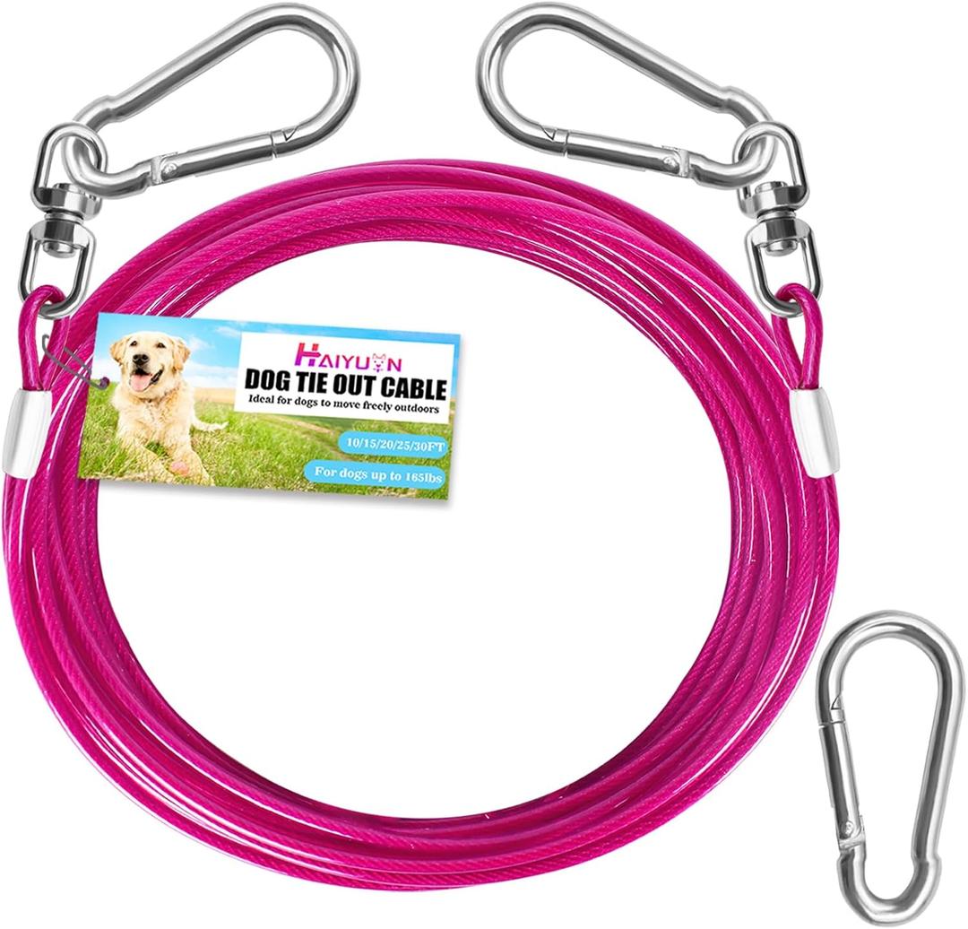 Dog Tie Out Cable - Heavy Duty Dog Chain for Yard, Blue/Purple/Green/Pink Outdoor Tether & Leash, 10/15/20/30Ft,Lead for Dogs Outside