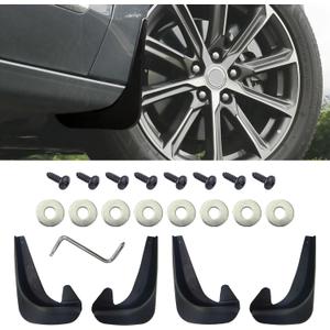4PCS Car Mud Flaps, No Drilling Mudguards Fenders with Hardware Kits, Automotive Exterior Accessories Black Front Rear Mud Flaps Splash Guards Universal for Most Vehicles