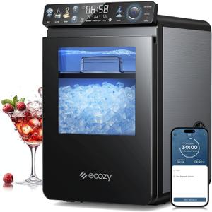 ecozy Smart Nugget Ice Maker Countertop, First Full-Color Smart Panel Ice Machine with APP Control, Double-Layer Insulation, 44 lbs/24H Soft Pellet Chewable Ice, Pull-Out Water Tank, Self-Cleaning