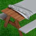Sorfey Picnic Table Cover with Bench Covers -Fitted with Elastic, Vinyl with Flannel Back, Fits for Table 30"x 60" Rectangle, Water Proof, Solid Grey Design