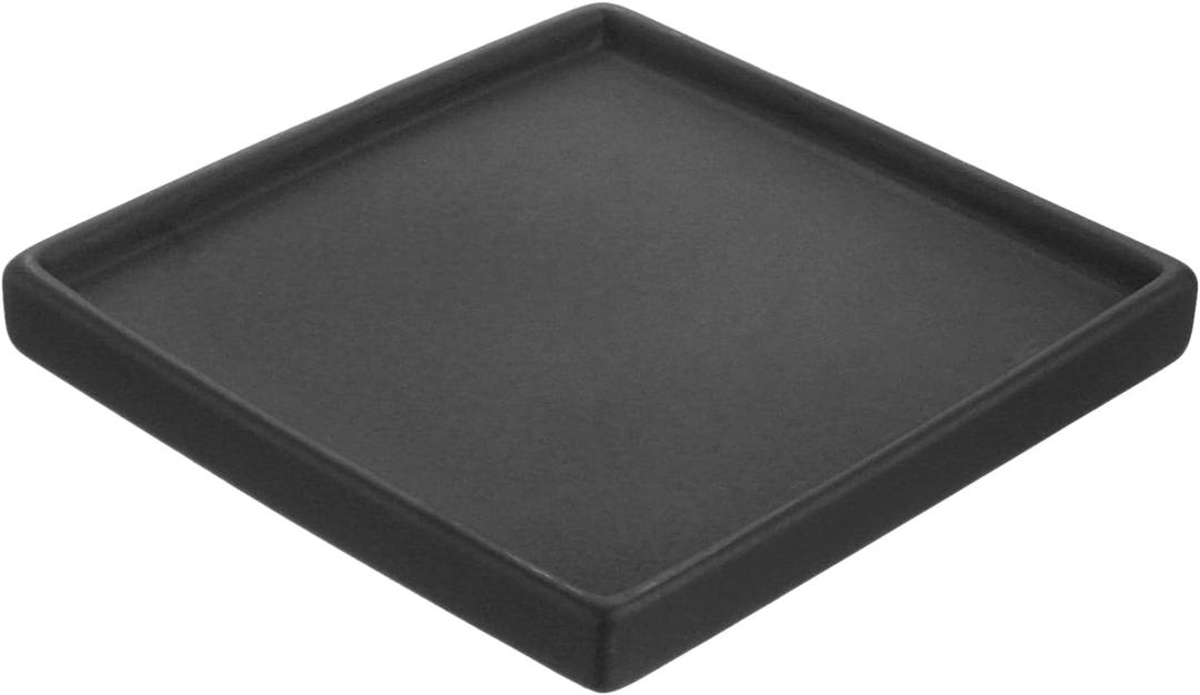 PATIKIL Plant Pot Saucers 6.3 Inch, Ceramic Square Flower Drip Tray for Indoor Outdoor, Black