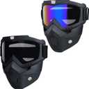Paintball Mask Anti Fog,Tactical Full Face Mask Ski Mask Goggles Detachable Adjustable,Motorcycle Riding Face Protection (Colorful/black)