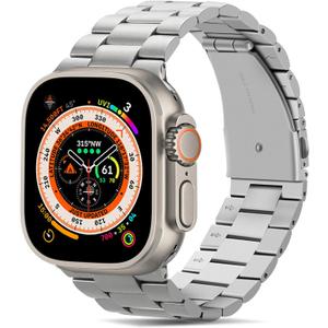Tasikar Stainless Steel Watch Band, Compatible with Apple Watch Ultra 49mm, Premium Metal Replacement Strap with Case, Silver (49mm (Ultra 3 2 1))