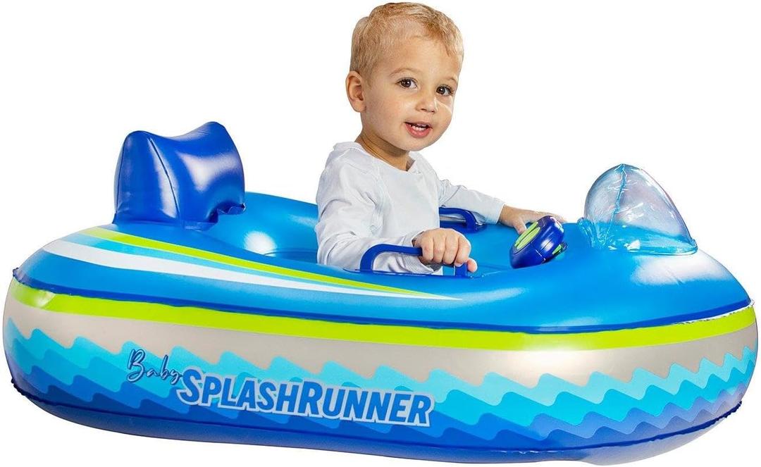 PoolCandy Motorized Baby Pool Float with Remote | Safe Toddler Inflatable Boat | Ages 14 | Propeller Guard Small