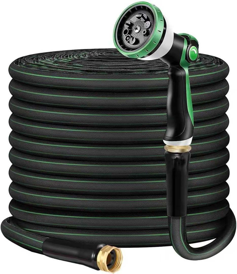Garden Hose 50FT  Lightweight Water Hose 3/4, Flexible Hose with 10 Sprayer, Burst-Resistant, Anti-Kink for Outdoor Use, Watering(Green)
