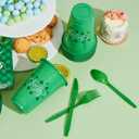 JOYIN 72 Pcs St.Patricks Day 16 oz Cups, Green Disposable Plastic Lucky Clover Cups for Saint Patrick Party Supplies Set, Irish Lucky Day Party Decoration