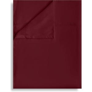 Twin Flat Sheet Only, 1 Pack Top Bed Sheets, Soft Breathable Brushed Microfiber Color-Coded Label Threads, (66"x96",Burgundy)