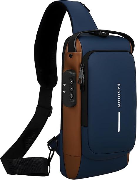 Unisex Anti-Theft Sling Bag with USB Port, Water-Resistant Crossbody Chest Backpack for Travel & Work