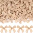 JOICEE 120 Pcs Christmas Mini Burlap Bows, Small Burlap Ribbon Bows Linen Bows DIY Craft Farmhouse Home Decoration for Home Xmas Trees Gifts Sewing Decor