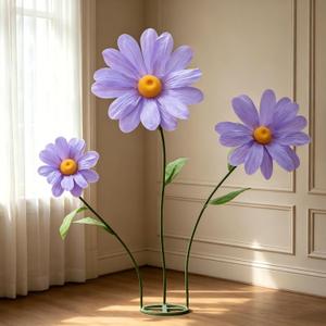 Large Daisy Flowers Artificial,5.9 Ft Giant Paper Flower Decoration, Big Flowers Decor for Party, Garden, Office, Home, Wedding, Graduation, Shop Window Display (Purple)