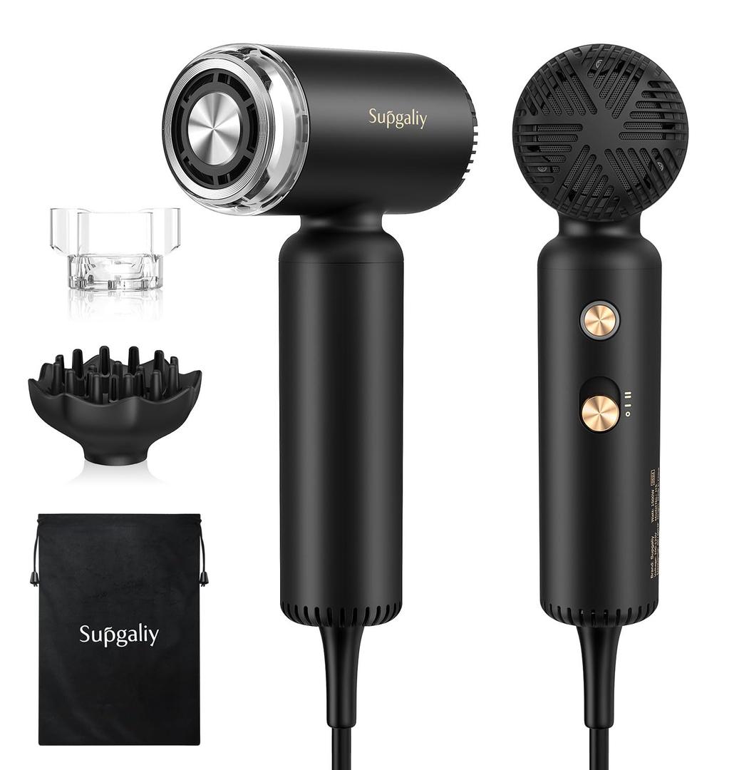 Dual Voltage Hair Dryer, High-Speed Ionic Blow Dryer for Fast Drying, Travel Compact Hair Blow Dryer with Magnetic Curly Diffuser for Home, Portable Hairdryer International 110-240V