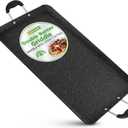 Nutrichef Double Burner Griddle, Non-Stick Stove Top Griddle for Gas Stove, Dishwasher Safe, Heatproof Bakelite Handles, Even Heat Distribution, PFOA & PFOS Free, 20 x 12 x 0.8 Inch (Black)