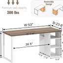 EXCEFUR Modern Computer Desk for Home Office, PC Gaming Desk with Reversible Storage Shelves, Study Writing Table Workstations for Living Room, 53 Inch, Rustic Oak and White