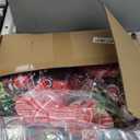 Christmas Wreath, 17-24 Inch Christmas Wreaths for Front Door with Lights Balls Red Bows Candy Canes Berries Pine Needles Greenery Wreath Xmas Decoration Ornaments Rustic Wall Porch Home Party Decor