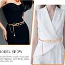 Waist Chain Belt, Metal Belt for Women, Chunky Belly Link Belt, Adjustable Stylish Square Body Link Belts, Stylish Belly Jewelry for Dresses Jeans(Gold)