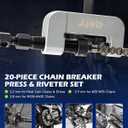 Orion Motor Tech Motorcycle Chain Rivet Tool, 20pc Motorcycle Chain Tool Kit with Powder Coated C Frame 5 Pins Pre-Press Cap, Pro Bike ATV Motorcycle Chain Breaker Removal Tool for 25 to 630 Chains