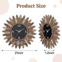 Honiway Large Wall Clock Battery Operated 21 in Rustic Wood Boho Sunburst Decorative Wall Clock Silent Non Ticking Farmhouse Wall Clocks for Living Room Bedroom Kitchen Bathroom Decor (Tricolor)