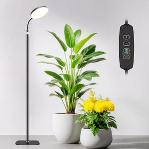 Plant Grow Light, LED Growing Light Full Spectrum for Indoor Plants with Brightness Settings,Height Adjustable, Automatic Timer, 5V Low Safe Voltage,Idea for for Large Tall Small Plants (Floor-Black(XLarge))