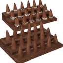 2 Pcs Set Wooden Finger Ring Stand Jewelry Showcase Display Holder, Holds 36 Rings