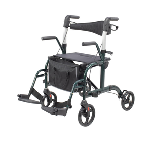 WINLOVE 2 in 1 Rollator Walkers for Seniors with Padded Seat- Medical Transport Chair Walker with Adjustable Handle and Reversible Backrest Green