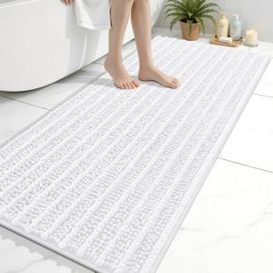 Arotive Luxury Bathroom Rugs 60x24, Extra Soft Thick Absorbent Shaggy Chenille Bath Rugs, Non-Slip Machine Wash Dry, Bath Mats for Bathroom Floor, Tub and Shower, Home Decor Accessories, White