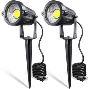 LED Landscape Lights,5W 120V AC Outdoor Pathway Garden Yard Spotlight,IP65 Waterproof Garden Flood Light,Outdoor Spotlight with Stake,UL Cord 5-ft with Plug (Pack of 2, Daylight White)