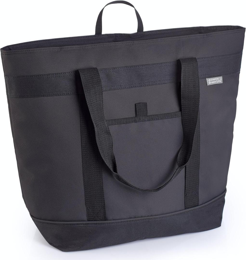 Jumbo Insulated Cooler Bag (Black) with HD Thermal Insulation - Premium, Collapsible Soft Cooler Makes a Perfect Insulated Grocery Bag, Food Delivery Bag, Travel Bag, Beach or Picnic Bags, X-Large