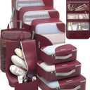 10 Set Packing Cubes for Travel, Gifts for Women Mom,Anti-Tearing Suitcase Organizer for Luggage with Shoe & Hanging Toiletry Bag,OlarHike Vacation Essentials & Accessories for Cruise Ship (08 Burgundy)