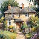 Cottage House Paint by Numbers Kit for Adults - DIY Charming Country Home with Garden Path Painting on Canvas 16x20In, Framed Acrylic Paint Set, Suitable for Beginners, Scenic Art for Home Decoration