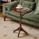 Small Round Side Table, Solid Wood End Table with Adjustable Height, Portable Accent Coffee Table, Nightstand,15.75" Dia.x 23.62" H,(Walnut), Round, 15.75-Inch Diameter X 23.62-Inch Height