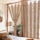 Boshen Macrame Boho Handmade Curtain, 1 Panel Tassels Doorway Window Wall Decor, 100% Cotton Art Craftsmanship Room Divider Wall Hanging for Bedroom, Living Room, Wedding, 75" L x 59" W Kakki