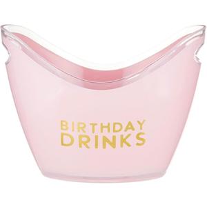 Slant Party Supplies Ice Bucket - Double Handle Acrylic Champagne Beverage Cooler, 10.8" x 8", Pink/Gold - Birthday Drinks