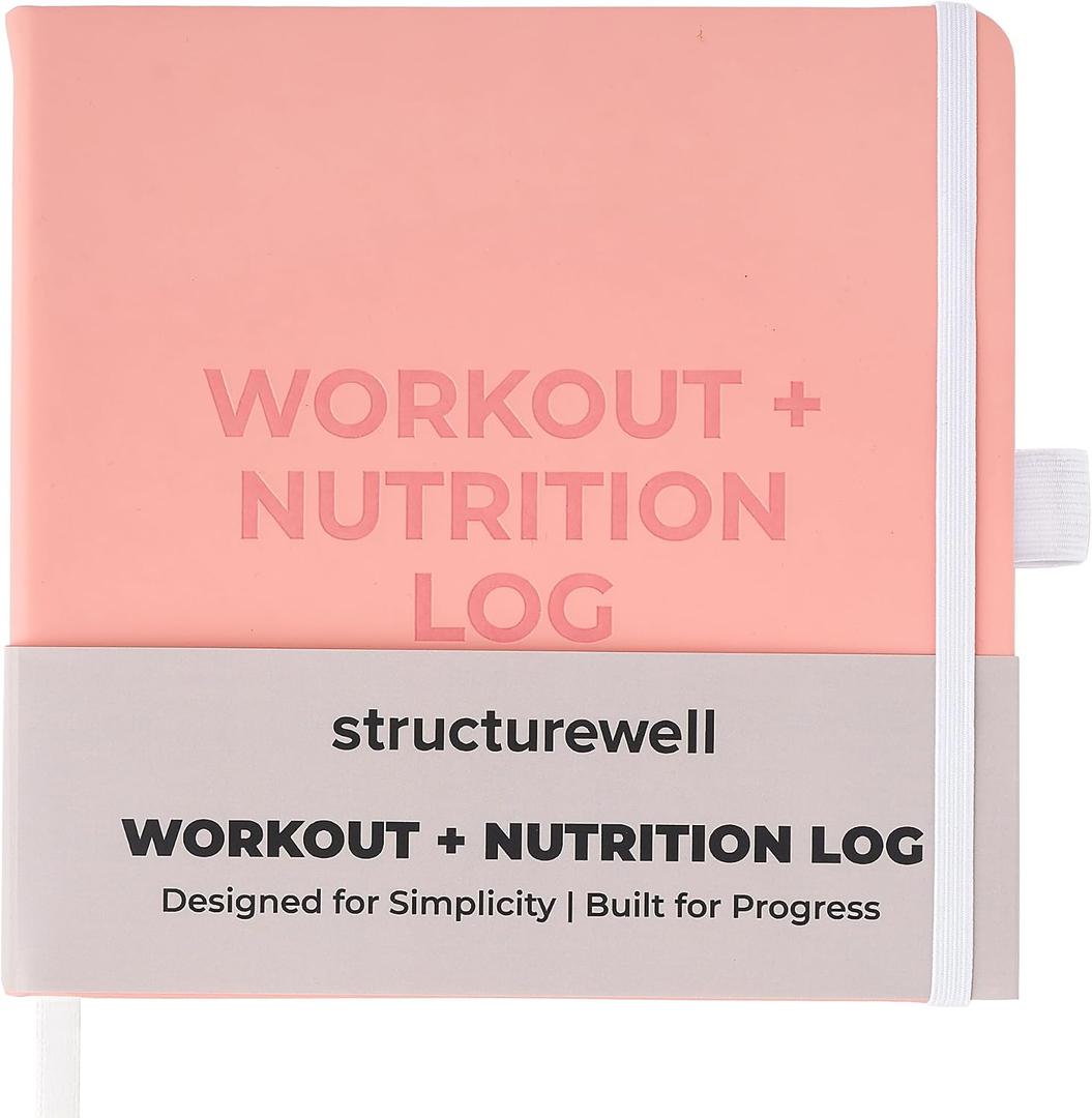 Workout + Nutrition Log 12 Week Fitness Tracker, Workout Log Book, Gym Planner, and Food Journal | Daily Exercise, Diet, Weightlifting, and Nutrition Log (Soft Blush)