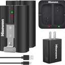 Hisewen 2 Pack 6040mAh Replacement Battery with Charger Station for Ring-Doorbell Camera 2/3/3plus/4, Stick Up Cam Battery and Spotlight Camera (UL Certificated AC Adapter Included)
