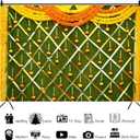 12x8ft India Pooja Photography Backdrop Yellow Flower Green Flower Wall Hindu Photography Background Indian Wedding Puja Ganpati Pooja Traditional Mehndi Festival for Kids Adult Studio Video