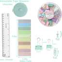 Green Office Supplies, Teal Desk Accessories Kit for Women Gift, Tape Dispenser, Stapler with Remover, Scissors, 1000 Staples, Tacks Clips, Ruler, Sticky Notes, Index Tabs(Mint Green)