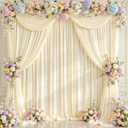 Ivory Backdrop Curtains Wrinkle Free Ivory Photo Backdrop Drapes for Wedding Birthday Party Graduation Background Backdrop Drapes 5ft x 10ft, 2 Panels